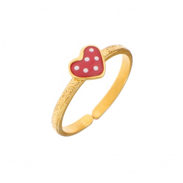 Children's heart ring in goldplated silver 925 with enamel