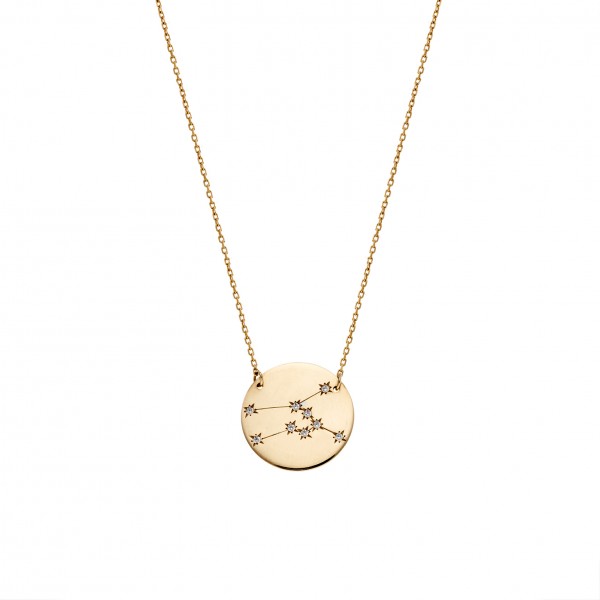 Neclace in 9 carat yellow gold with zircon-Taurus sign