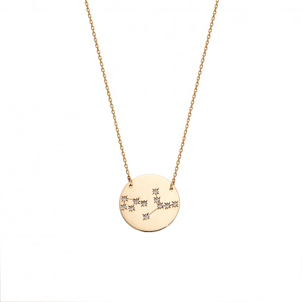 Neclace in 9 carat yellow gold with zircon-Virgo sign