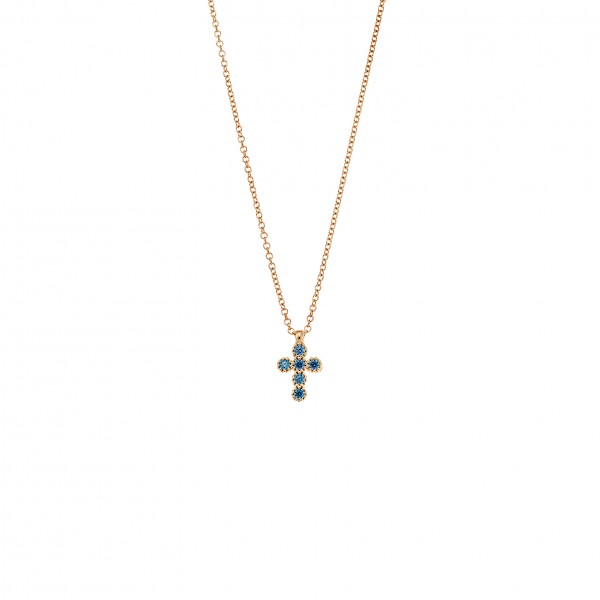 Neclace Cross in 9 carat yellow gold with zircon
