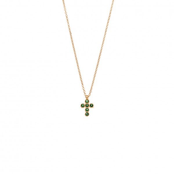 Neclace Cross in 9 carat yellow gold with zircon