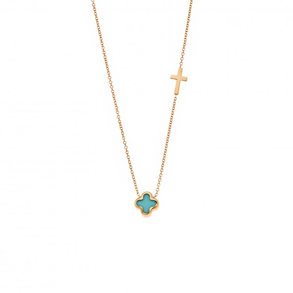 Neclace in 9 carat yellow gold with turquoise