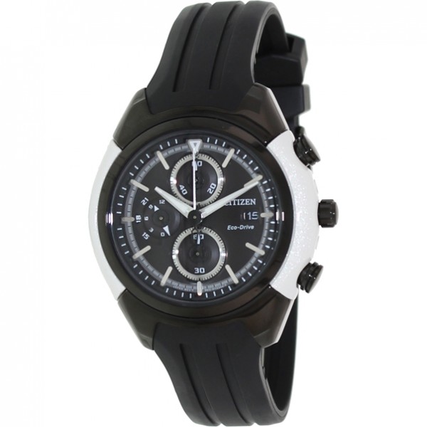 Citizen Watch Chronograph Eco - Drive with Black Rubber Strap