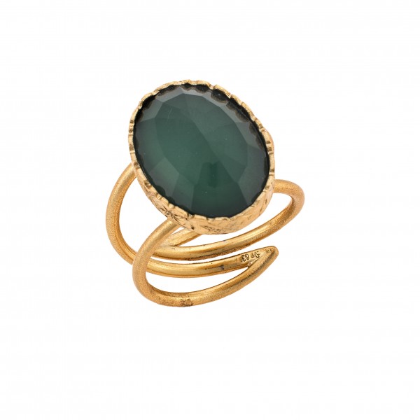 Ring in gold-plated silver 925 with Agate-Quartz 