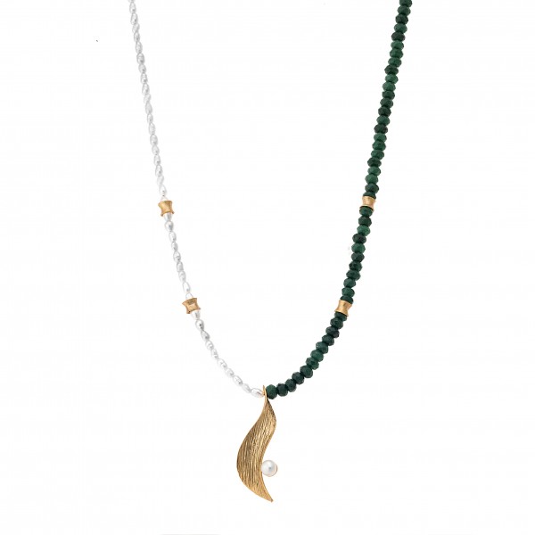 Necklace in 925 silver with  pearls and crystals