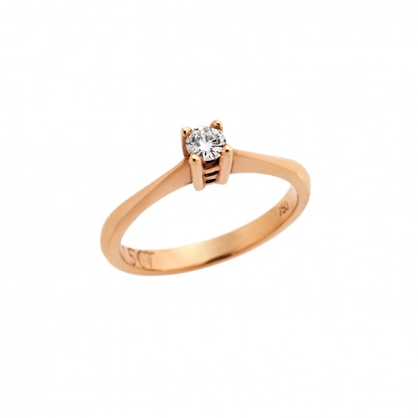 Δαχτυλίδι Ροζ χρυσό 18καράτια με Διαμάντι 0.15ct