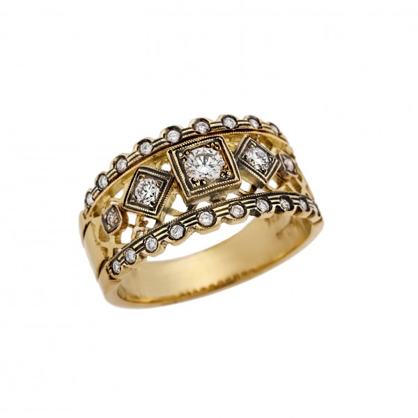 Ring yellow gold 18carats with Diamonds 0.46ct