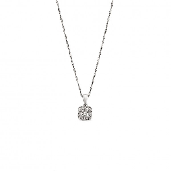 18k white gold pendant with diamonds and 14k chain 