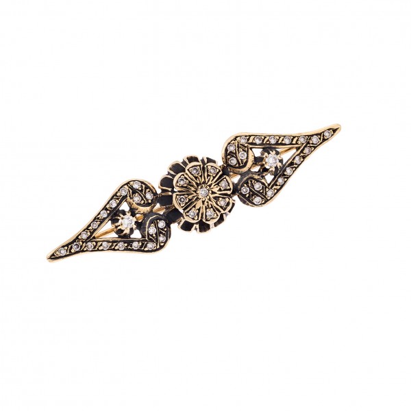 Brooch 18carats in yellow gold with diamonds 