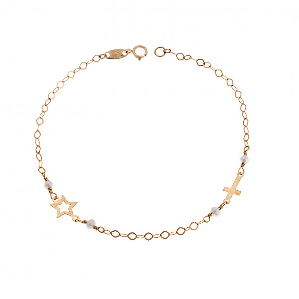 Children's bracelet in 9 carat gold with pearls