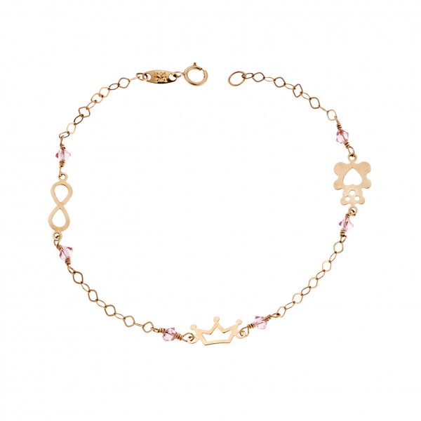 Children's bracelet in 9 carat gold with swarovski