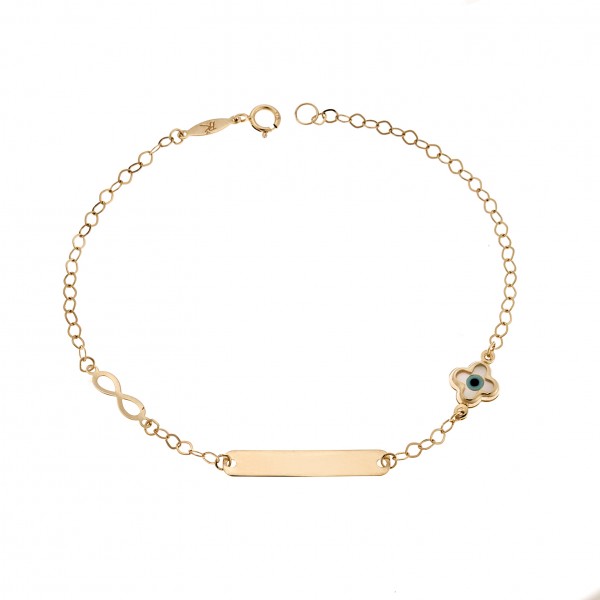 Name Bracelet in yellow gold 9ct with fildisi