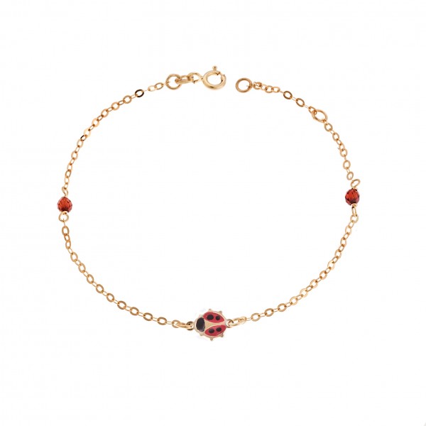 Children's bracelet in 9 carat gold with enamel and swarovski