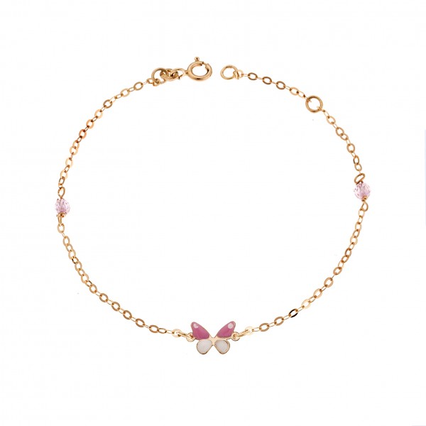 Children's bracelet in 9 carat gold with enamel and swarovski