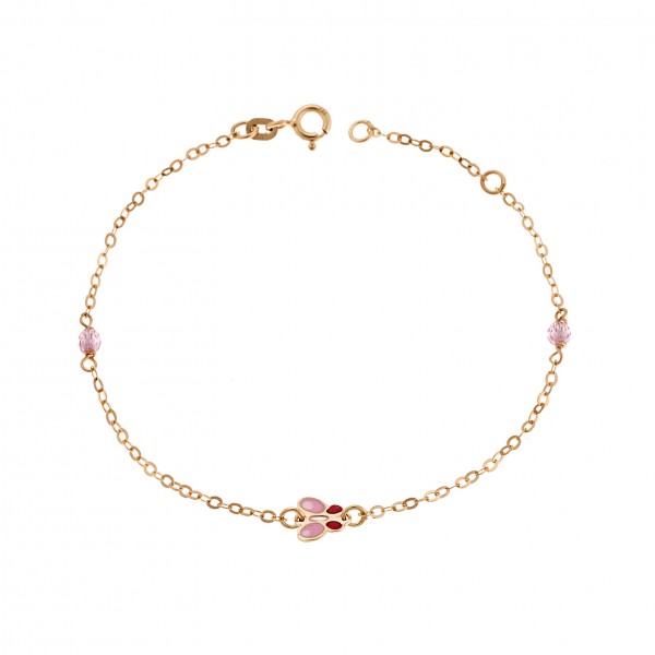 Children's bracelet in 9 carat gold with enamel and swarovski