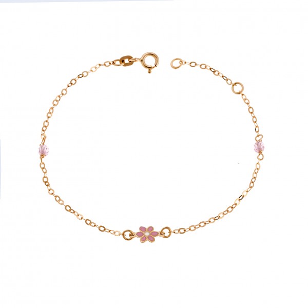 Children's bracelet in 9 carat gold with enamel and swarovski