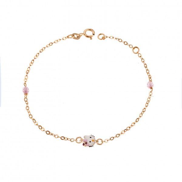 Children's bracelet in 9 carat gold with enamel and swarovski