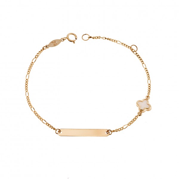 Name Bracelet in yellow gold 9ct with fildisi