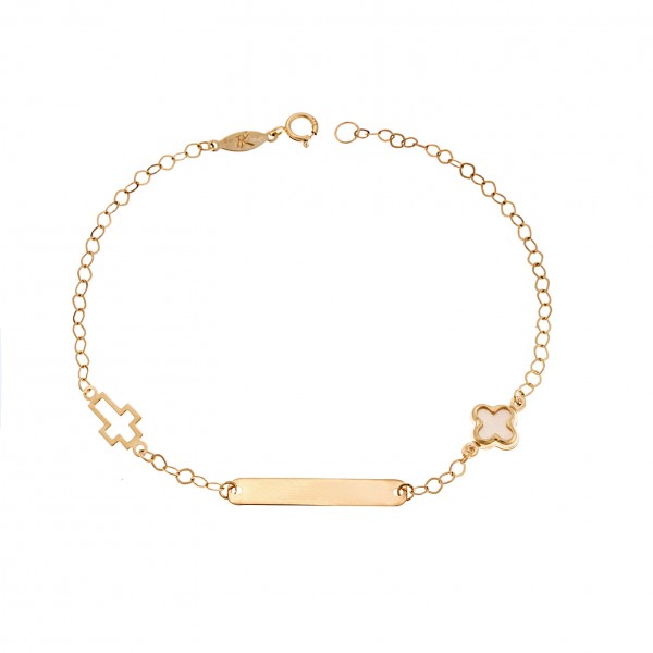 Name Bracelet in yellow gold 9ct with fildisi
