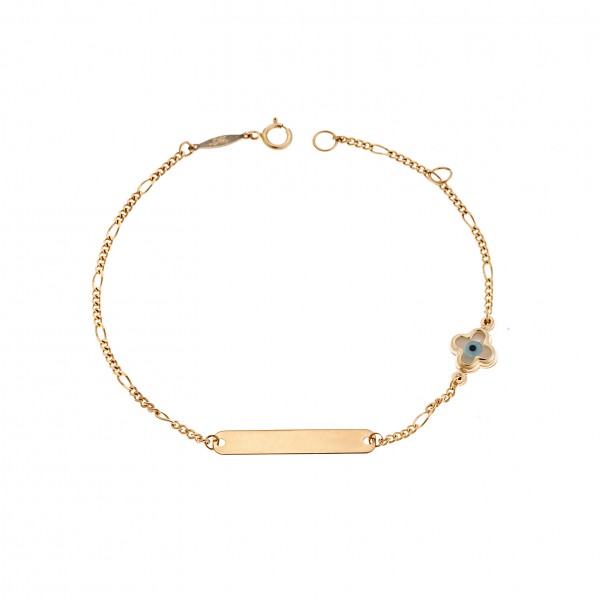 Name Bracelet in yellow gold 9ct with fildisi