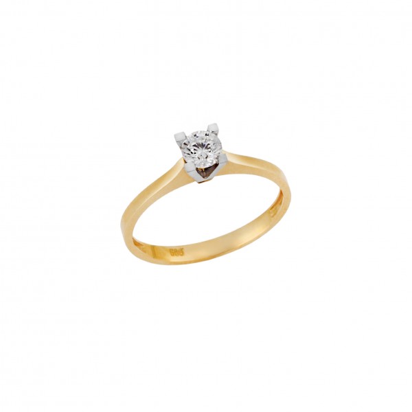 14K Gold Εngagment Ring with Zircon