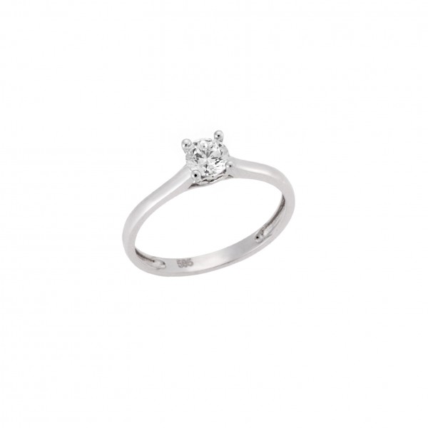 14K Whitegold Εngagment Ring with Zircon