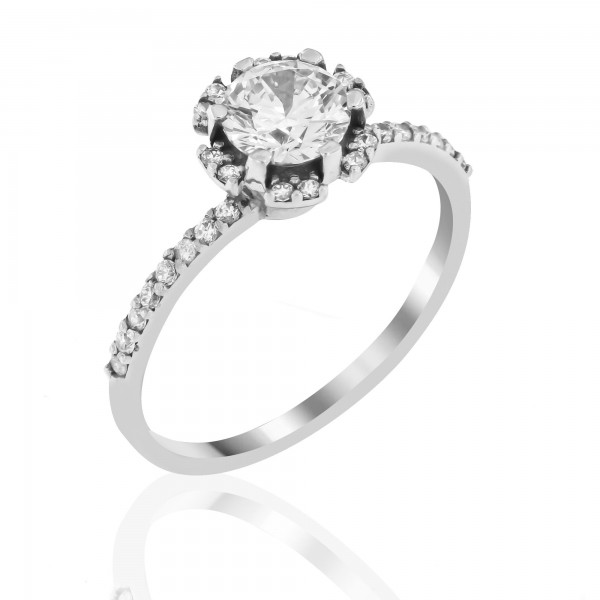 14K White Gold  Ring with Swarovski