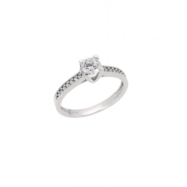 Μονόπετρο Λευκόχρυσό Κ14 με Ζιργκόν