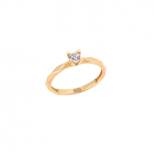 14K Gold Εngagment Ring with Zircon