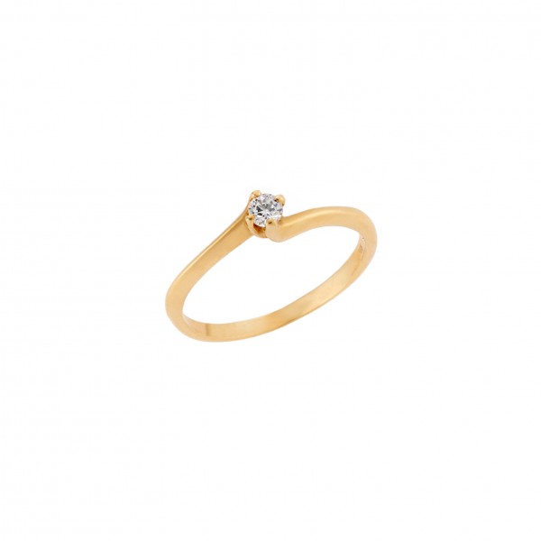 14K Gold Εngagment Ring with Zircon