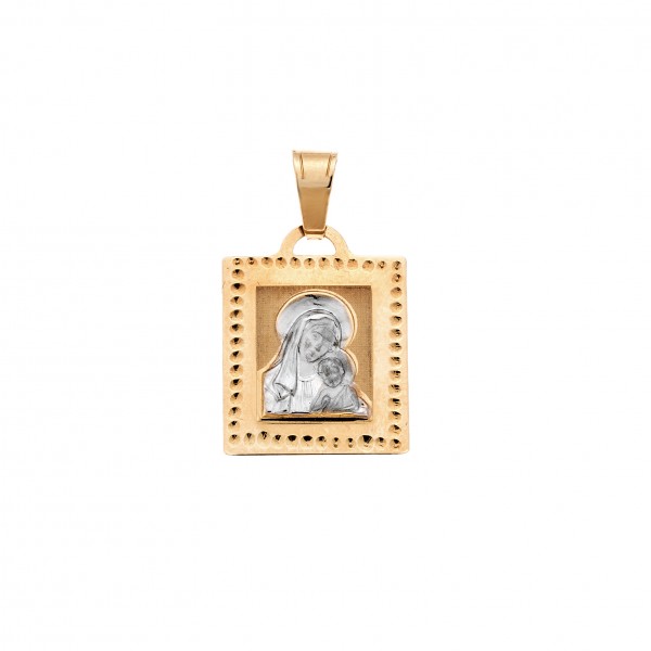 Χρυσό Και Λευκόχρυσο Μενταγιόν Παναγίτσα Κ14 