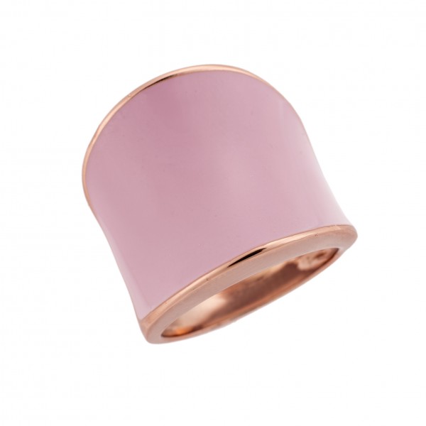 Δαχτυλίδι σε ροζ επιχρυσωμένο ασήμι 925  με σμάλτο