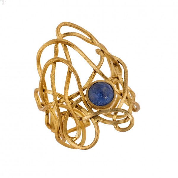 Ring in goldplated silver 925 with Lapis