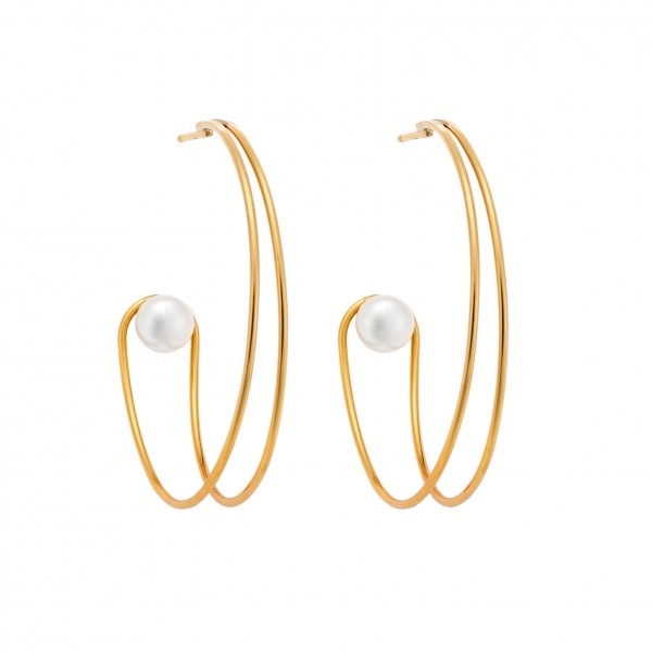 Earings in goldplated silver 925 with pearls