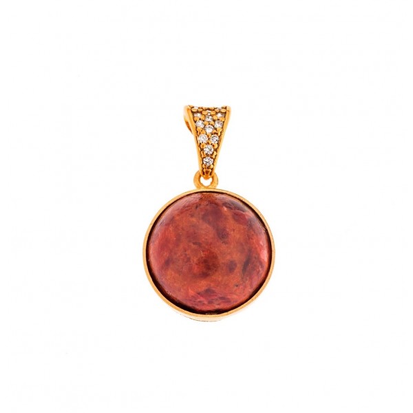 Νecklace in gold plated silver 925 with coral and zircon
