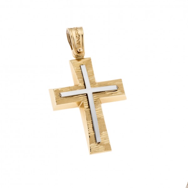 14carats yellow gold and white gold cross