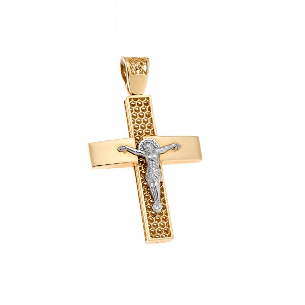 14carats yellow gold and white gold cross