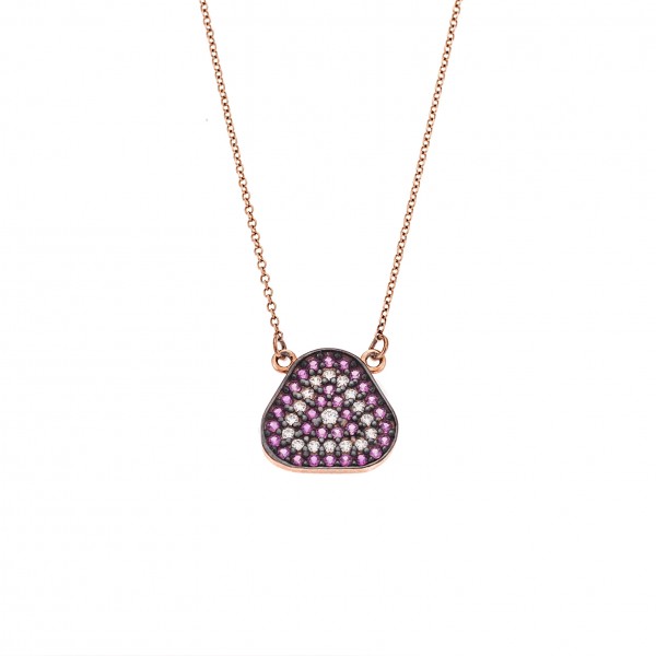Neclace in 14 carat pink gold with zircon