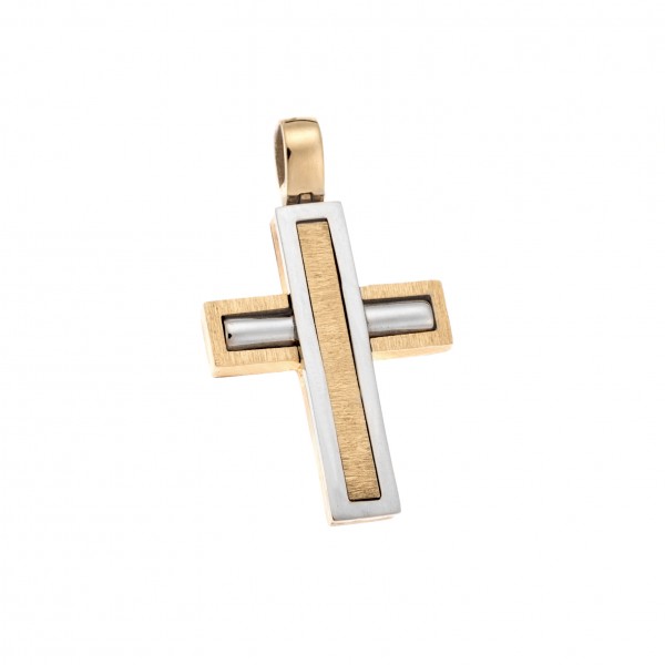 14carats yellow gold and white gold cross