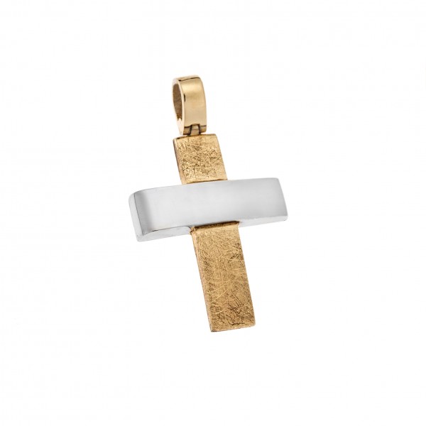 14carats yellow gold and white gold cross