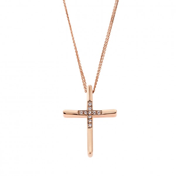 14carats pink gold cross with zircon(the price is with the chain)