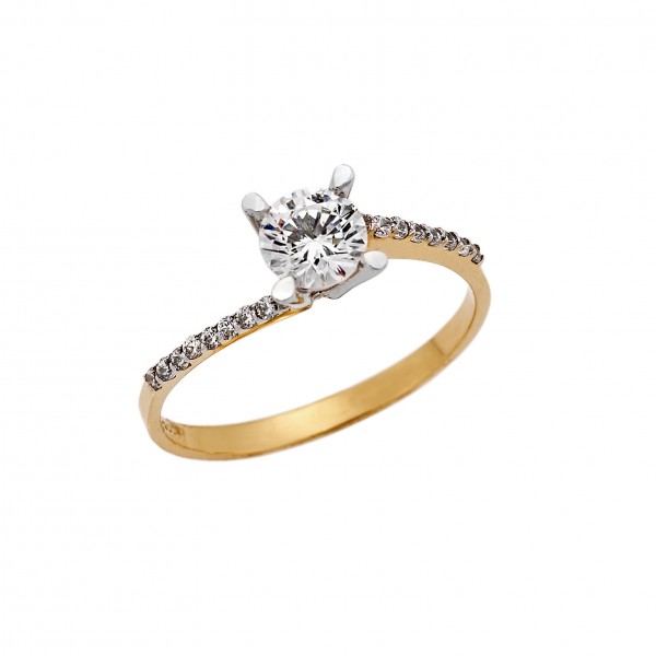 Μονόπετρο Δαχτυλίδι χρυσό 14καράτια με Ζιργκόν