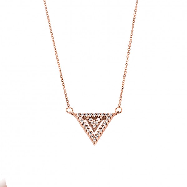 Neclace in 14 carat pink gold with zircon
