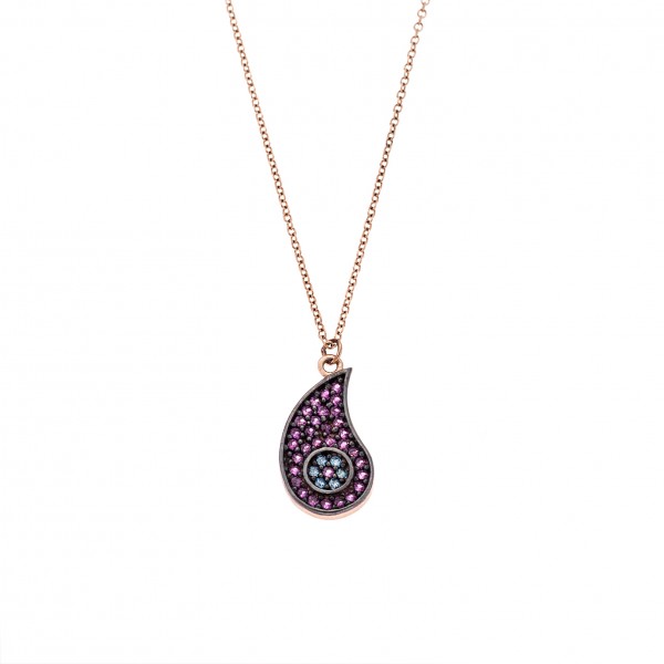 Neclace in 14 carat pink gold with zircon