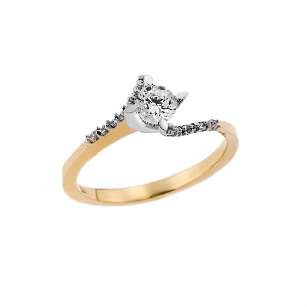 Engagement Ring yellow gold 14carats with Zircon