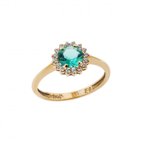 Ring yellow gold 14carats with Zircon