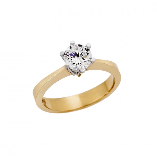 Engagement Ring yellow gold 14carats with Zircon