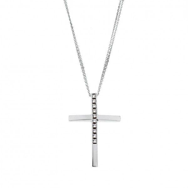 14carats white gold cross with zircon