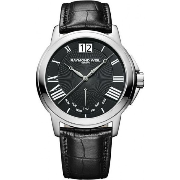 Ανδρικό Ρολόι Raymond Weil 9576-STC-00200 με Δερμάτινο Λουράκι Μαύρο