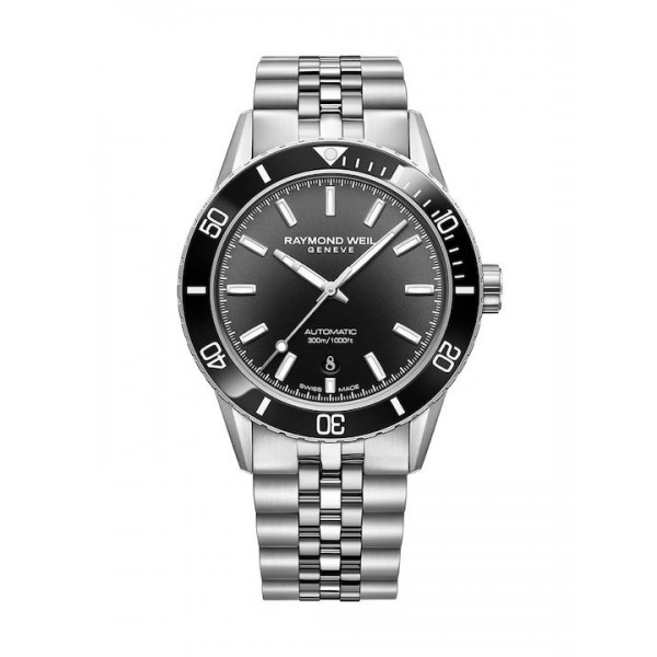 Raymond Weil Freelancer Ανδρικό Ρολόι 42.5mm Αυτόματο με Ασημί Μεταλλικό Μπρασελέ